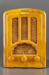 Brown Marbleized Yellow Emerson AU-190 Tombstone Catalin Radio